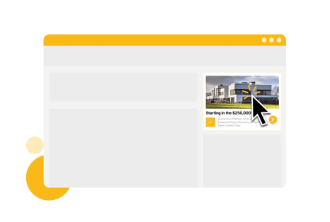 An image of a blank web page. In the corner is an ad for a property listing and a cursor over it.
