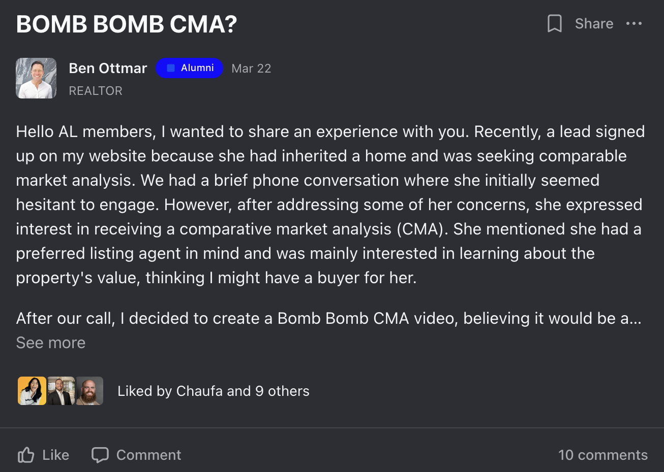 Ben BombBomb CMA win